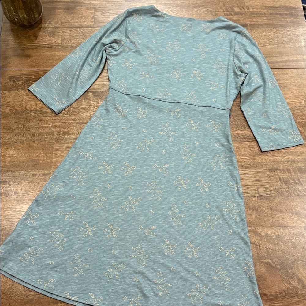 Toad & Co Womens Knit Dress Size Medium Knee Length 3/4 Sleeve V-Neck. Blue - Picture 5 of 10